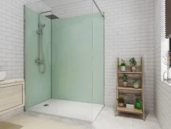 Lot de 2 panneaux muraux de douche vert clair en aluminium avec profilés - L90 x L120 x H210 cm - ITZIAR-Vente-unique Discount