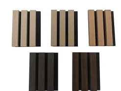 AICA Sanitaire Lot de 2 Panneaux Muraux Décoratifs Acoustiques Bois MDF 240x60cm Chêne grisé AntiBruit, Facile à Poser