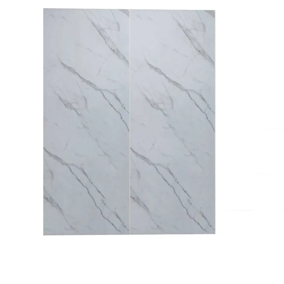 Lot de 2 panneaux muraux de douche effet Marbre en Aluminium avec 1 profilés,L80xL80xH210 cm , Protection murale,Antimoisissure-AICA Sanitaire Hot