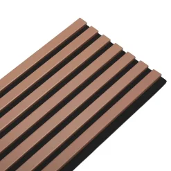 Decoon Lot de 7 Panneaux muraux tasseaux bois 120 x 30 x 1,9 cm - Pack tête de lit - Lamelles terracotta / feutrine noir - 2,52m²