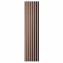 Decoon Lot de 7 Panneaux muraux tasseaux bois 120 x 30 x 1,9 cm - Pack tête de lit - Lamelles terracotta / feutrine noir - 2,52m²