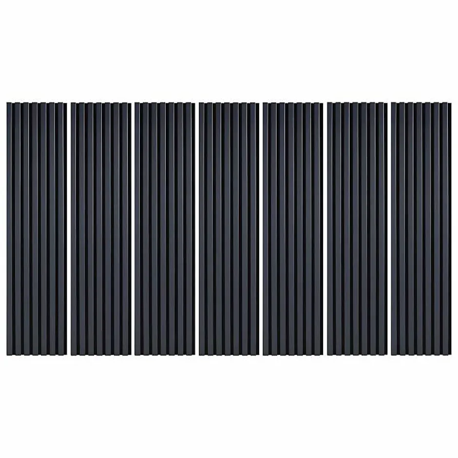 Decoon Lot de 7 Panneaux muraux tasseaux bois 120 x 30 x 1,9 cm - Pack tête de lit - Lamelles bleu nuit / feutrine noir - 2,52m²