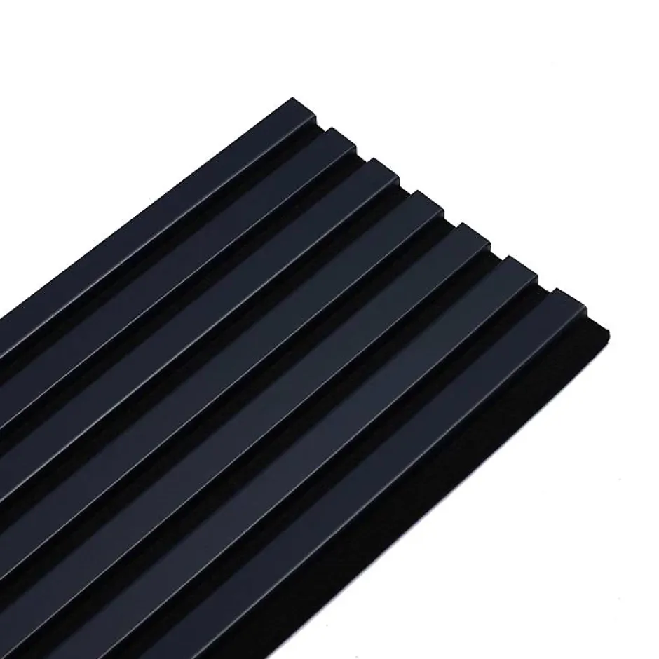 Decoon Lot de 7 Panneaux muraux tasseaux bois 120 x 30 x 1,9 cm - Pack tête de lit - Lamelles bleu nuit / feutrine noir - 2,52m²