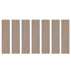 Lot de 7 Panneaux muraux tasseaux bois 120x30x1,9 cm - Pack tête de lit - Lamelles décor chêne / feutrine grise 2,52 m²-Decoon Hot