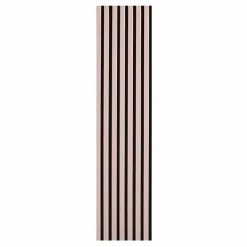 Decoon Lot de 7 Panneaux muraux tasseaux bois 120 x 30 x 1,9 cm - Pack tête de lit - Lamelles rose pastel / feutrine noir - 2,52m²
