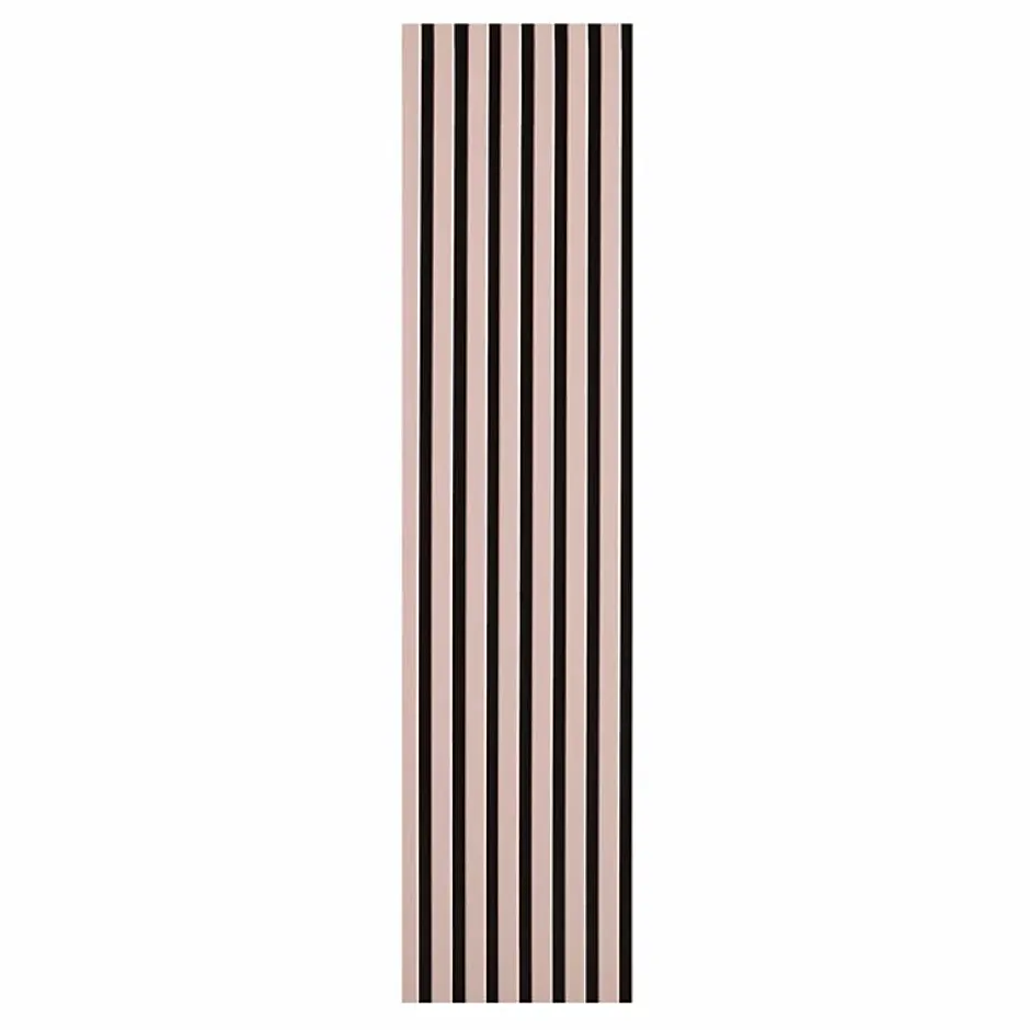 Decoon Lot de 7 Panneaux muraux tasseaux bois 120 x 30 x 1,9 cm - Pack tête de lit - Lamelles rose pastel / feutrine noir - 2,52m²