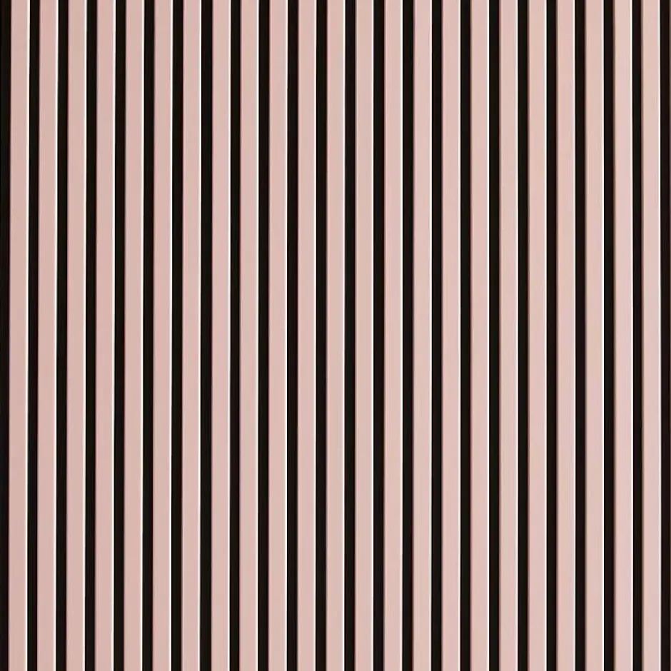 Decoon Lot de 7 Panneaux muraux tasseaux bois 120 x 30 x 1,9 cm - Pack tête de lit - Lamelles rose pastel / feutrine noir - 2,52m²