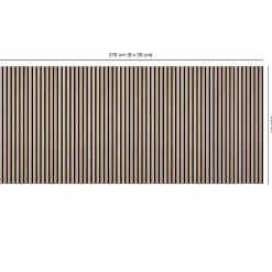 Decoon Lot de 9 Panneaux muraux tasseaux bois 120x30x1 cm - Pack tête de lit 200 - Lamelles chêne clair véritable fond noir 3,24 m²