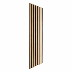 Decoon Lot de 9 Panneaux muraux tasseaux bois 120x30x1 cm - Pack tête de lit 200 - Lamelles chêne clair véritable fond noir 3,24 m²