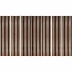 Decoon Lot de 7 Panneaux muraux tasseaux bois 120 x 30 x 1,9 cm - Pack tête de lit - Lamelles rose gold / feutrine noir - 2,52m²