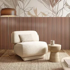 Decoon Lot de 7 Panneaux muraux tasseaux bois 120 x 30 x 1,9 cm - Pack tête de lit - Lamelles rose gold / feutrine noir - 2,52m²