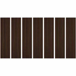 Lot de 7 Panneaux muraux tasseaux bois 120x30x1,9 cm - Pack tête de lit - Lamelles décor chêne foncé / feutrine noir - 2,52m²-Decoon Best