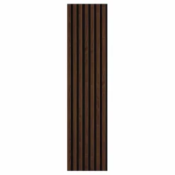 Lot de 7 Panneaux muraux tasseaux bois 120x30x1,9 cm - Pack tête de lit - Lamelles décor chêne foncé / feutrine noir - 2,52m²-Decoon Best