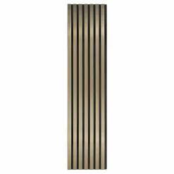 Decoon Lot de 7 Panneaux muraux tasseaux bois 120 x 30 x 1,9 cm - Pack tête de lit - Lamelles gold / feutrine noir - 2,52m²