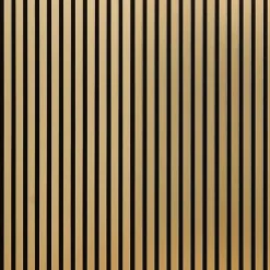 Decoon Lot de 7 Panneaux muraux tasseaux bois 120 x 30 x 1,9 cm - Pack tête de lit - Lamelles gold / feutrine noir - 2,52m²