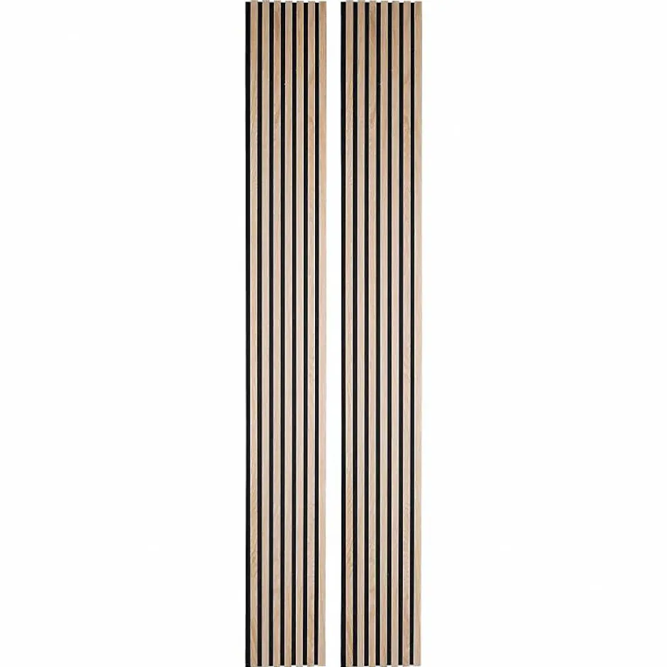 Lot de 2 Panneaux tasseaux bois 250 x 30 x 1,9 cm - décor chêne clair fond noir - 1,5m²-Decoon Discount