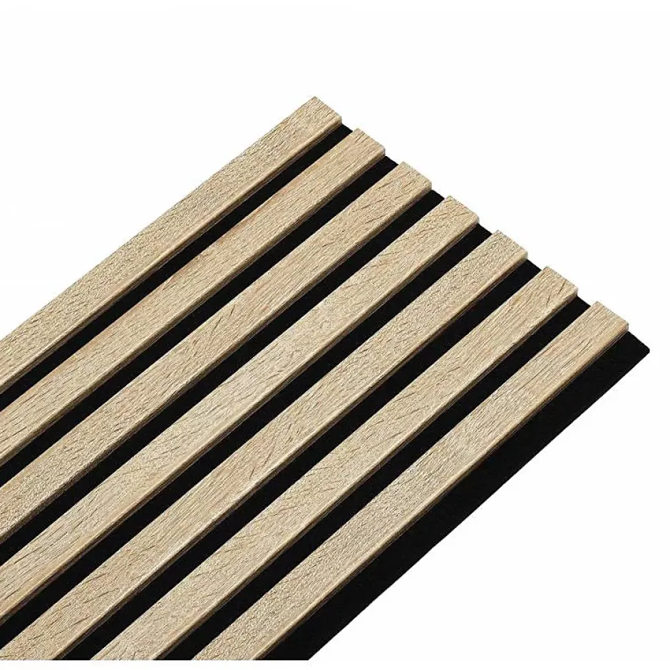 Lot de 2 Panneaux tasseaux bois 250 x 30 x 1,9 cm - décor chêne clair fond noir - 1,5m²-Decoon Discount