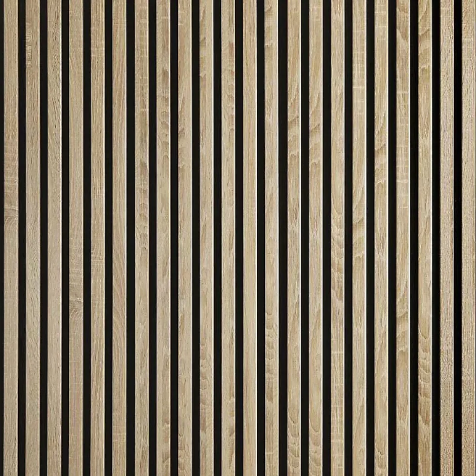 Lot de 2 Panneaux tasseaux bois 250 x 30 x 1,9 cm - décor chêne clair fond noir - 1,5m²-Decoon Discount