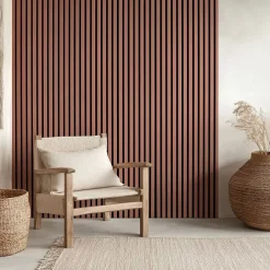 Lot de 2 Panneaux tasseaux bois 250 x 30 x 1,9 cm - terracotta/feutrine noir - 1,5m²-Decoon Sale