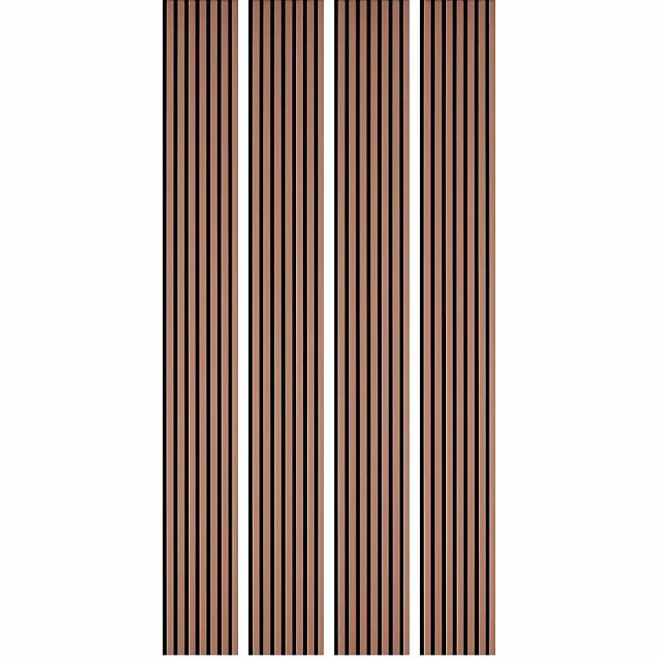 Decoon Lot de 4 Panneaux tasseaux bois 250 x 30 x 1,9 cm - terracotta/feutrine noir - 3m²