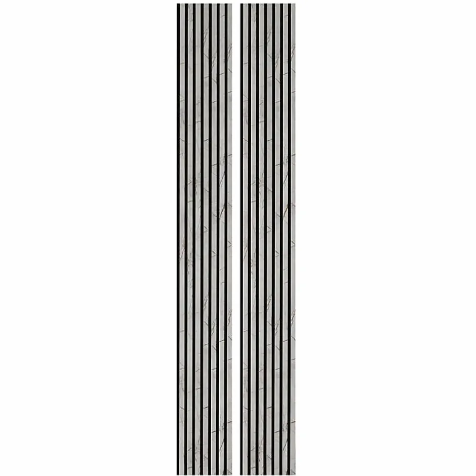 Decoon Lot de 2 Panneaux tasseaux bois 250 x 30 x 1,9 cm - décor marbre gris/feutrine noir - 1,5m²