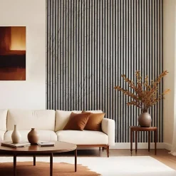 Decoon Lot de 2 Panneaux tasseaux bois 250 x 30 x 1,9 cm - décor marbre gris/feutrine noir - 1,5m²