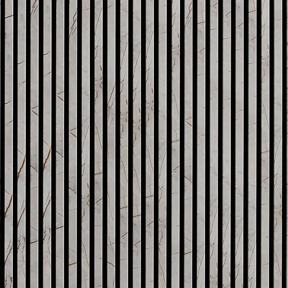 Decoon Lot de 2 Panneaux tasseaux bois 250 x 30 x 1,9 cm - décor marbre gris/feutrine noir - 1,5m²