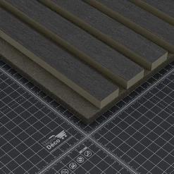 Lot de 2 Panneaux Tasseaux Bois - Chêne Noir Feutre Noir - 3 m², 2500 x 600 mm,-Mon Marché Déco Outlet