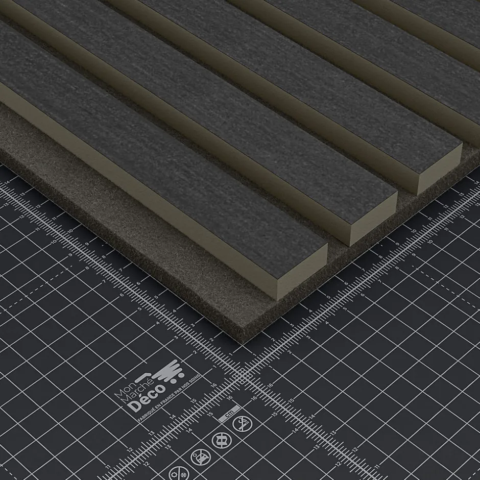 Lot de 2 Panneaux Tasseaux Bois - Chêne Noir Feutre Noir - 3 m², 2500 x 600 mm,-Mon Marché Déco Outlet