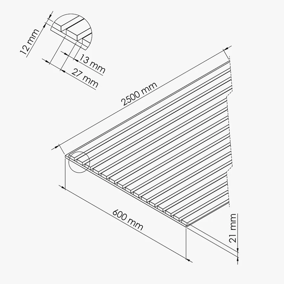 Lot de 2 Panneaux Tasseaux Bois - Chêne Noir Feutre Noir - 3 m², 2500 x 600 mm,-Mon Marché Déco Outlet