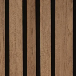 Lot de 2 Panneaux tasseaux acoustic asymétrique lamelles MDF chêne bronze sur fond noir 2600 x 300 x 17 mm --Forestea Outlet