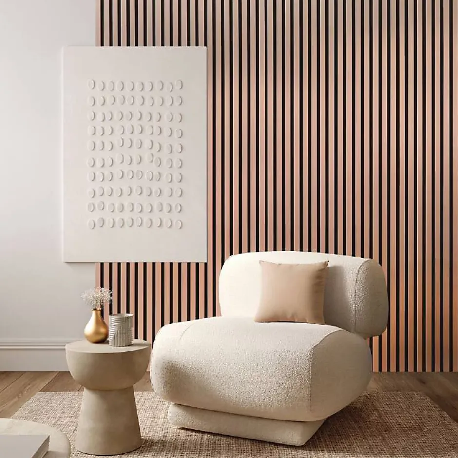 Lot de 4 Panneaux tasseaux bois 250 x 30 x 1,9 cm - rose gold/feutrine noir - 3m²-Decoon Online