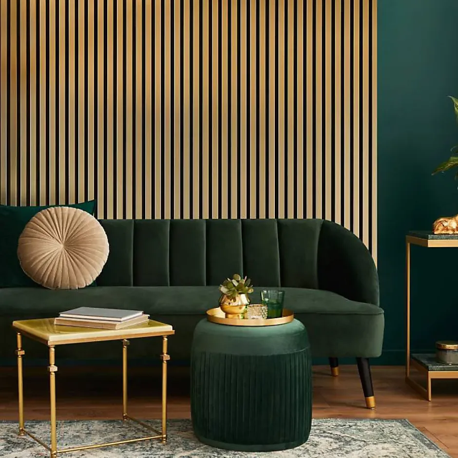 Lot de 2 Panneaux tasseaux bois 250 x 30 x 1,9 cm - gold/feutrine noir - 1,5m²-Decoon Clearance