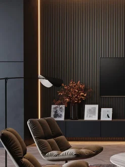 Lot de 2 Panneaux tasseaux MDF Noir mat sur fond bronze 2770x287x20 mm --Forestea Outlet