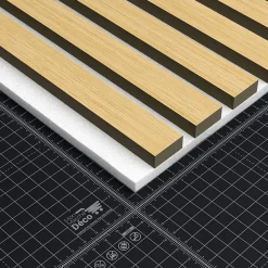 Lot de 2 Panneaux Tasseaux Bois - Chêne Feutre Blanc - 3 m², 2500 x 600 mm,-Mon Marché Déco