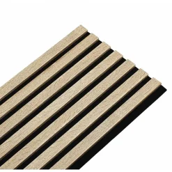 Decoon Lot de 7 Panneaux tasseaux bois 250 x 30 x 1,9 cm - décor chêne clair fond noir - 5,25m²