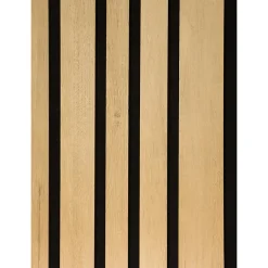 Forestea Lot de 2 Panneaux tasseaux acoustic asymétrique lamelles MDF chêne naturel sur fond noir 2600 x 300 x 17 mm -