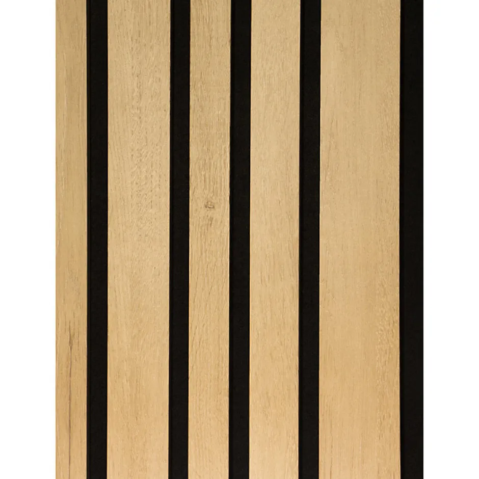 Forestea Lot de 2 Panneaux tasseaux acoustic asymétrique lamelles MDF chêne naturel sur fond noir 2600 x 300 x 17 mm -