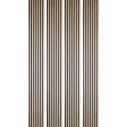 Lot de 4 Panneaux tasseaux bois 250 x 30 x 1,9 cm - décor chêne clair fond noir - 3m²-Decoon New