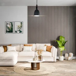 Mon Marché Déco Lot de 2 Panneaux Tasseaux Bois - Noyer Feutre Blanc - 3 m², 2500 x 600 mm,