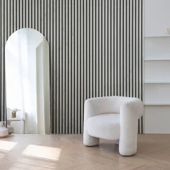 Lot de 4 Panneaux tasseaux bois 250 x 30 x 1,9 cm - décor marbre blanc/feutrine noir - 3m²-Decoon Sale