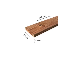 Wood&Sens Lot de 10 Planches Rabotées Sapin Traité marron, L.240 x l.9,4 cm x Ep.17 mm