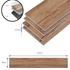 Neu.Holz Lot de 10 planches vinyle SPC Okapirg 2,196 m² 5 mm 122 x 18 cm effet chêne nordique