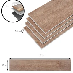 Neu.Holz Lot de 80 planches vinyle SPC Okapirg 17,568 m² 5 mm 122 x 18 cm effet chêne naturel