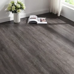 Lot de 40 planches vinyle SPC Okapirg 8,784 m² 5 mm 122 x 18 cm effet chêne foncé-Neu.Holz Sale