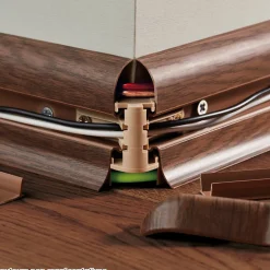 Lot de 10 Plinthes goulotte passe-câble PVC 59 mm - 1,10 m avec angles, raccords et butées Vieux noyer-Monmobilierdesign