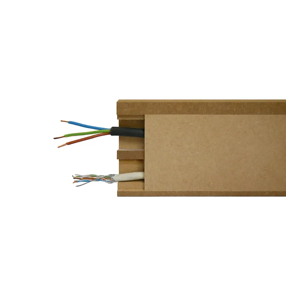 Wood&Sens Lot de 5 Plinthes MDF Passes-câbles à couvercle AV, L.2,44 m x H.10,8 cm, Ep.18 mm