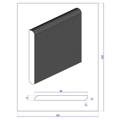 Wood&Sens Lot de 10 Plinthes Plaquées Chêne MDF Arrondi, L.2,23 m x l.9,8 cm x Ep.9 mm