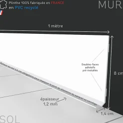 99Deco Lot de 25 Plinthes PVC Blanche - - H8 x L200 cm Profondeur 14 mm