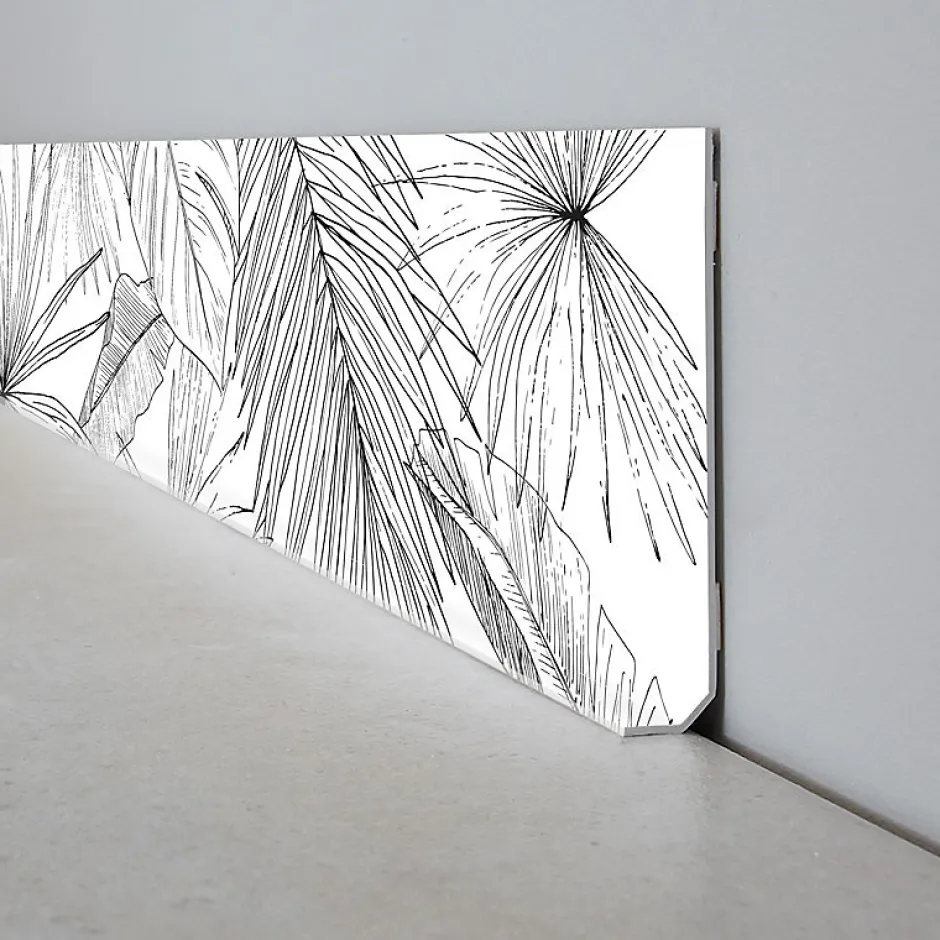 Lot de 10 Plinthes PVC Floral Noire - - H8 x L100 cm Profondeur 14 mm-99Deco